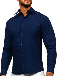 Homme Chemise élégante à manche longue Bleu foncé Bolf 24740