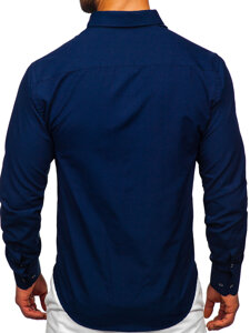 Homme Chemise élégante à manche longue Bleu foncé Bolf 5821-1