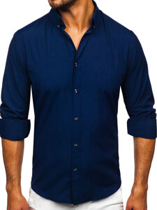 Homme Chemise élégante à manche longue Bleu foncé Bolf 5821-1