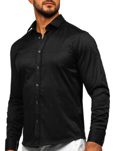 Homme Chemise élégante à manche longue Noir Bolf 24702