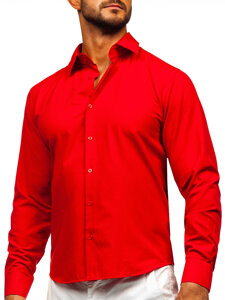 Homme Chemise élégante à manche longue Rouge Bolf 24740