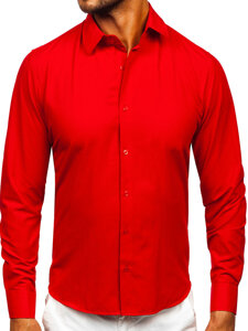 Homme Chemise élégante à manche longue Rouge Bolf 24740