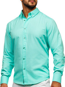 Homme Chemise élégante à manche longue Vert ciel Bolf 5821-1