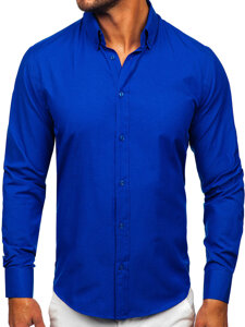 Homme Chemise élégante à manches longues Bleu moyen Bolf 5821-1