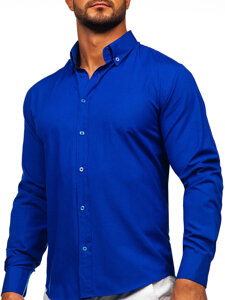 Homme Chemise élégante à manches longues Bleu moyen Bolf 5821-1