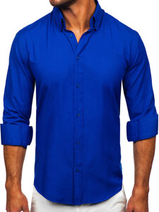 Homme Chemise élégante à manches longues Bleu moyen Bolf 5821-1