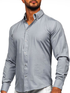 Homme Chemise élégante à manches longues Gris Bolf 5821-1