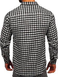 Homme Chemise en flanelle à manches longues et à carreaux Noir-Blanc Bolf 22701