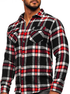 Homme Chemise en flanelle à manches longues et à carreaux Rouge Bolf 22702