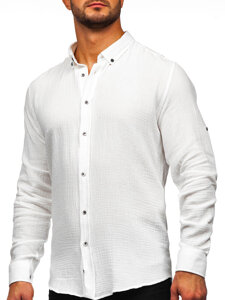 Homme Chemise en mousseline à manches longues Blanc Bolf 22746