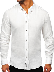 Homme Chemise en mousseline à manches longues Blanc Bolf 22746