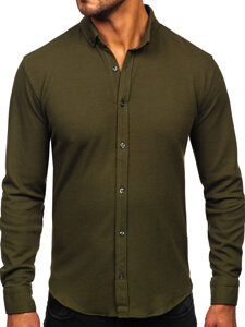 Homme Chemise en mousseline à manches longues Khaki Bolf 506