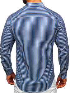 Homme Chemise en rayures à manche longue Bleu foncé Bolf 22730