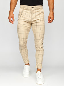 Homme Chino à carreaux Beige Bolf 0060