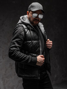 Homme Gilet à capuche Noir Bolf 2908A1