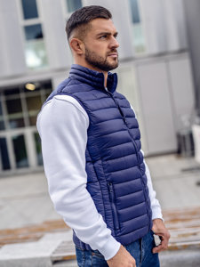 Homme Gilet matelassé Bleu foncé Bolf LY32A