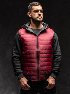 Homme Gilet matelassé à capuche Bordeaux Bolf MY88A1