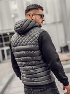 Homme Gilet matelassé à capuche Noir Bolf HDL88003A