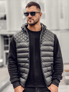 Homme Gilet matelassé à capuche Noir Bolf HDL88003A