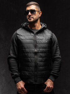 Homme Gilet matelassé à capuche Noir Bolf MY88A1