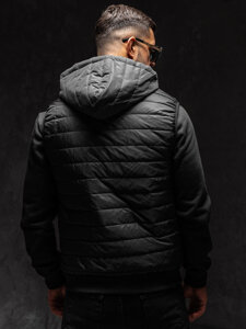 Homme Gilet matelassé à capuche Noir Bolf MY88A1