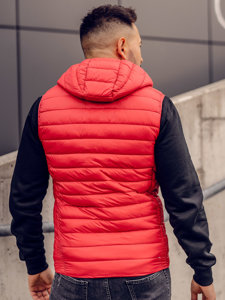 Homme Gilet matelassé à capuche Rouge Bolf LY36A