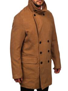 Homme Manteau d'hiver à double boutonnage à col montant Camel Bolf 1048C