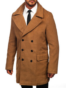 Homme Manteau d'hiver à double boutonnage à col montant Camel Bolf 1048C