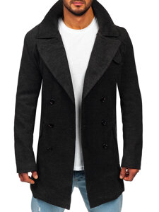 Homme Manteau d'hiver à double boutonnage à col montant Graphite Bolf 1048A