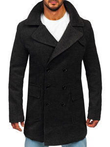 Homme Manteau d'hiver à double boutonnage à col montant Graphite Bolf 1048A