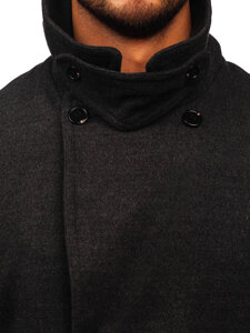 Homme Manteau d'hiver à double boutonnage à col montant Graphite Bolf 1048A