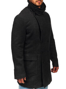 Homme Manteau d'hiver à double boutonnage à col montant Graphite Bolf 1048A