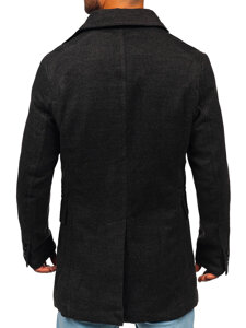 Homme Manteau d'hiver à double boutonnage à col montant Graphite Bolf 1048A