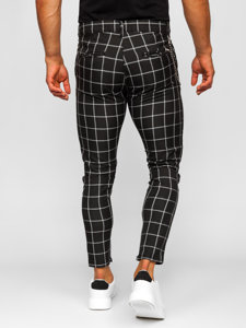 Homme Pantalon chino en matériau à carreaux Noir Bolf 0057