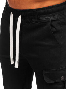 Homme Pantalon court cargo en jean Noir Bolf 8256