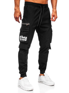 Homme Pantalon de jogging cargo Noir Bolf K12