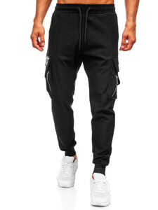 Homme Pantalon de jogging cargo Noir Bolf K16