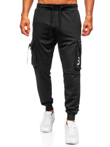 Homme Pantalon de jogging cargo Noir Bolf K19