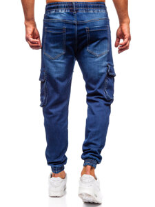 Homme Pantalon de jogging cargo en jean Bleu foncé Bolf 8166