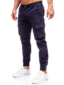 Homme Pantalon de jogging cargo en jean Bleu foncé Bolf Z808