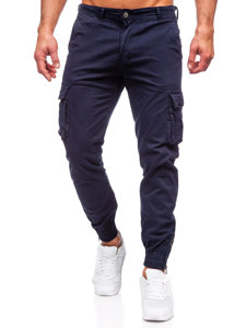 Homme Pantalon de jogging cargo en jean Bleu foncé Bolf Z808