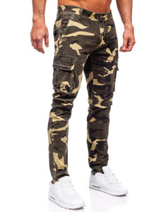 Homme Pantalon de jogging cargo en jean Khaki Bolf Z811