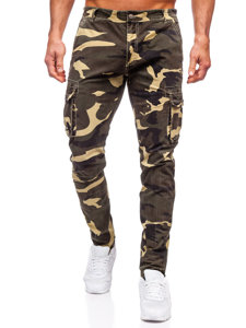 Homme Pantalon de jogging cargo en jean Khaki Bolf Z811