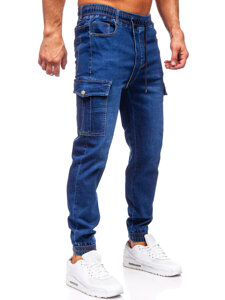 Homme Pantalon de jogging en jean cargo Bleu foncé Bolf 8123