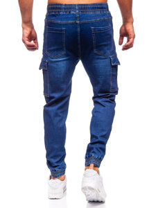 Homme Pantalon de jogging en jean cargo Bleu foncé Bolf 8123