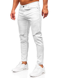 Homme Pantalon en jean slim fit Blanc Bolf 5873