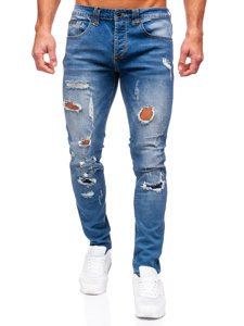 Homme Pantalon en jean slim fit Bleu foncé Bolf MP0086BS