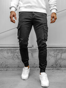 Homme Pantalon jogger cargo Noir Bolf 77322A