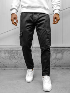 Homme Pantalon jogger cargo Noir Bolf S201A