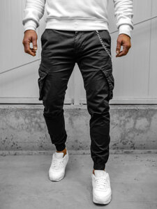 Homme Pantalon jogger cargo Noir Bolf SK850A